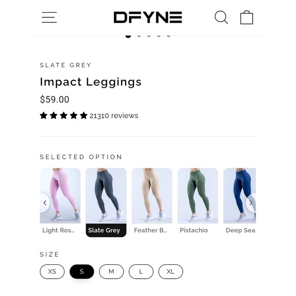 DFYNE Impact Leggings Slate Grey High Waisted Gym Workout Fitness Women - Picture 1 of 5